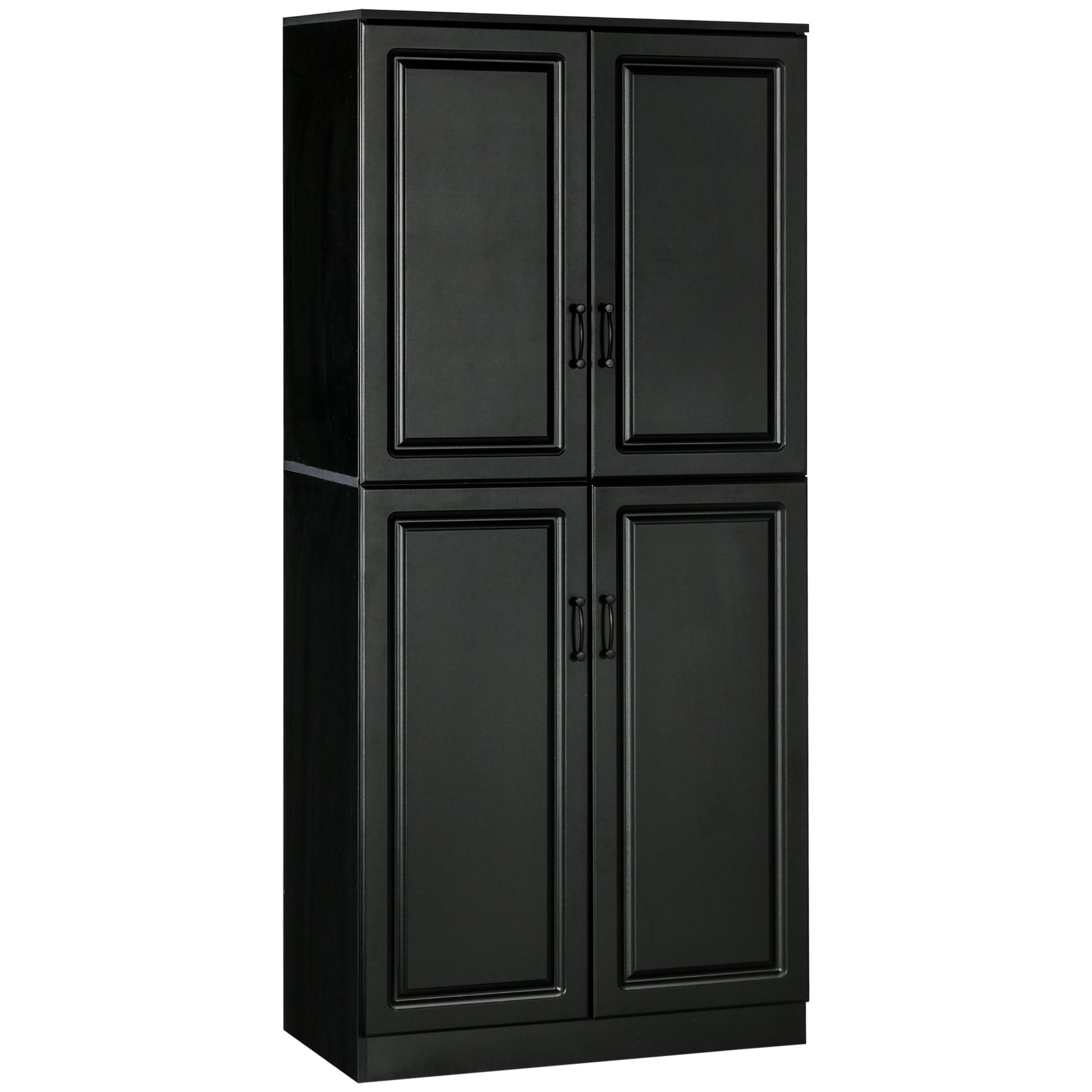 71" Freestanding Kitchen Pantry Cabinet - Black with 5 Shelves-DECOROLALA