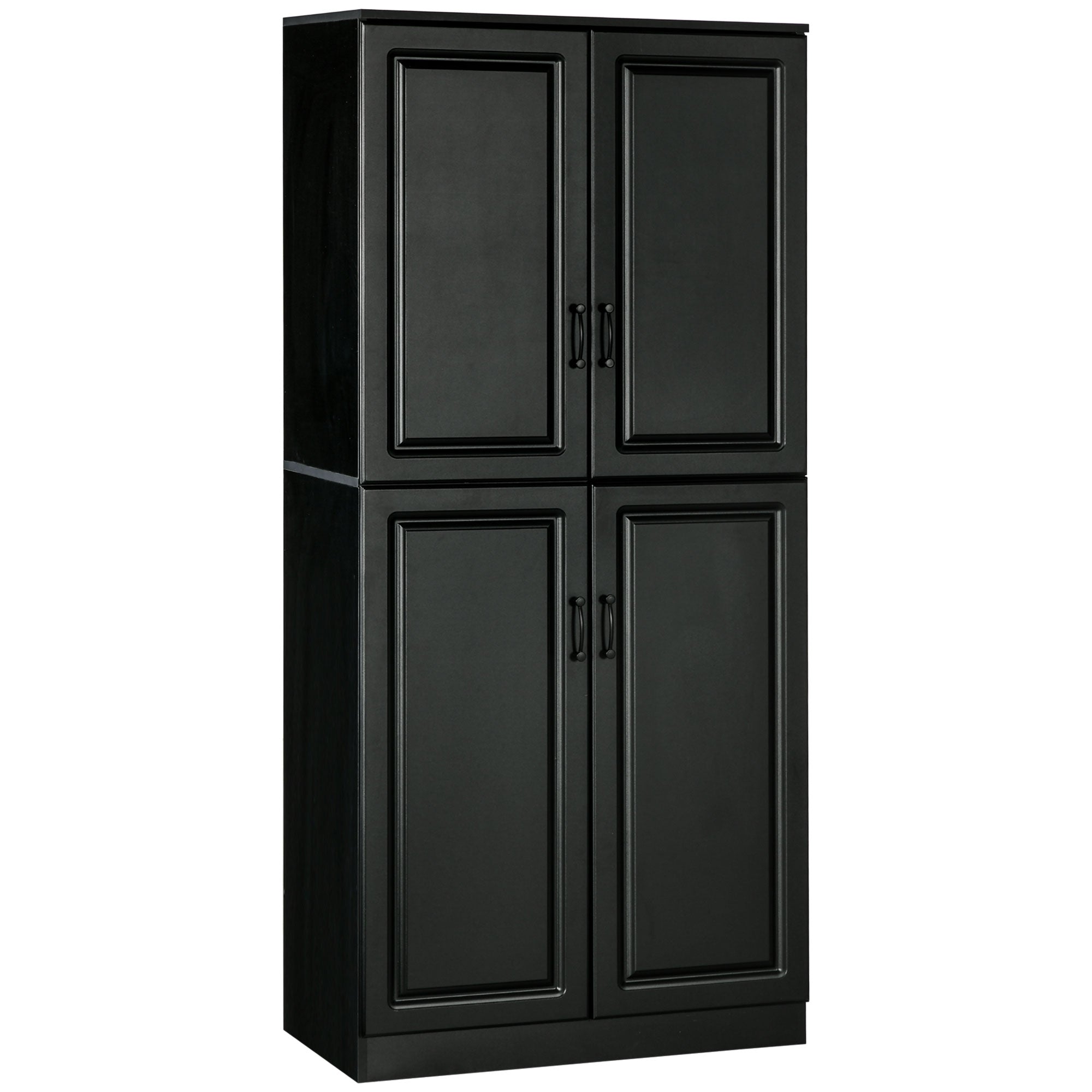 71" Freestanding Kitchen Pantry Cabinet - Black with 5 Shelves-DECOROLALA