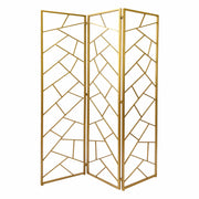 71" Gold IronFolding Three Panel Screen Room Divider-Room Dividers-DECOROLALA