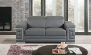 71" Gray And Silver Genuine Leather Love Seat-Love Seats-DECOROLALA