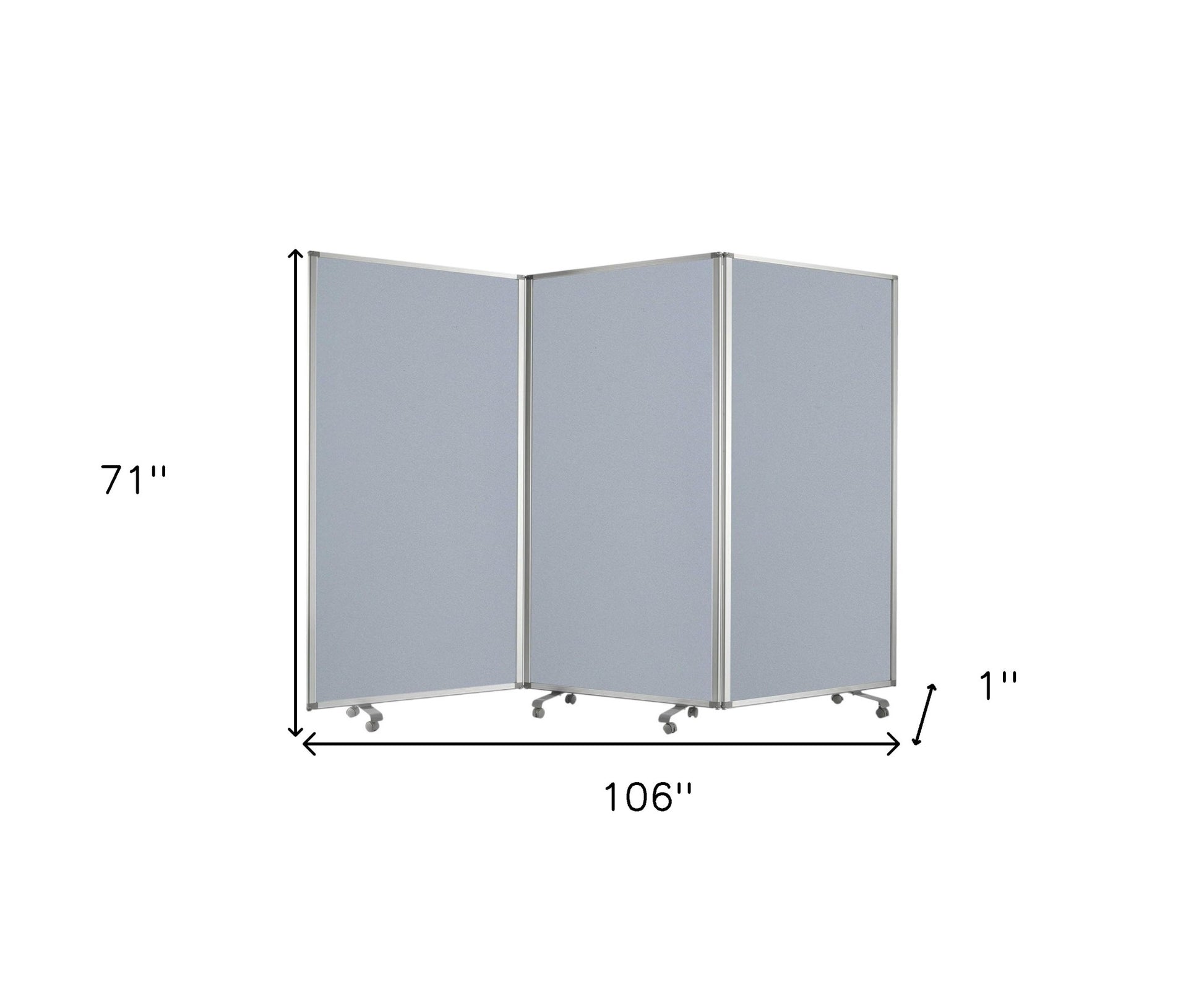 71" Gray Iron Folding Three Panel Screen Room Divider-Room Dividers-DECOROLALA