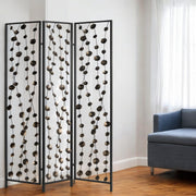 71" Gray Iron Folding Three Panel Screen Room Divider-Room Dividers-DECOROLALA
