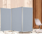71" Gray Iron Folding Three Panel Screen Room Divider-Room Dividers-DECOROLALA