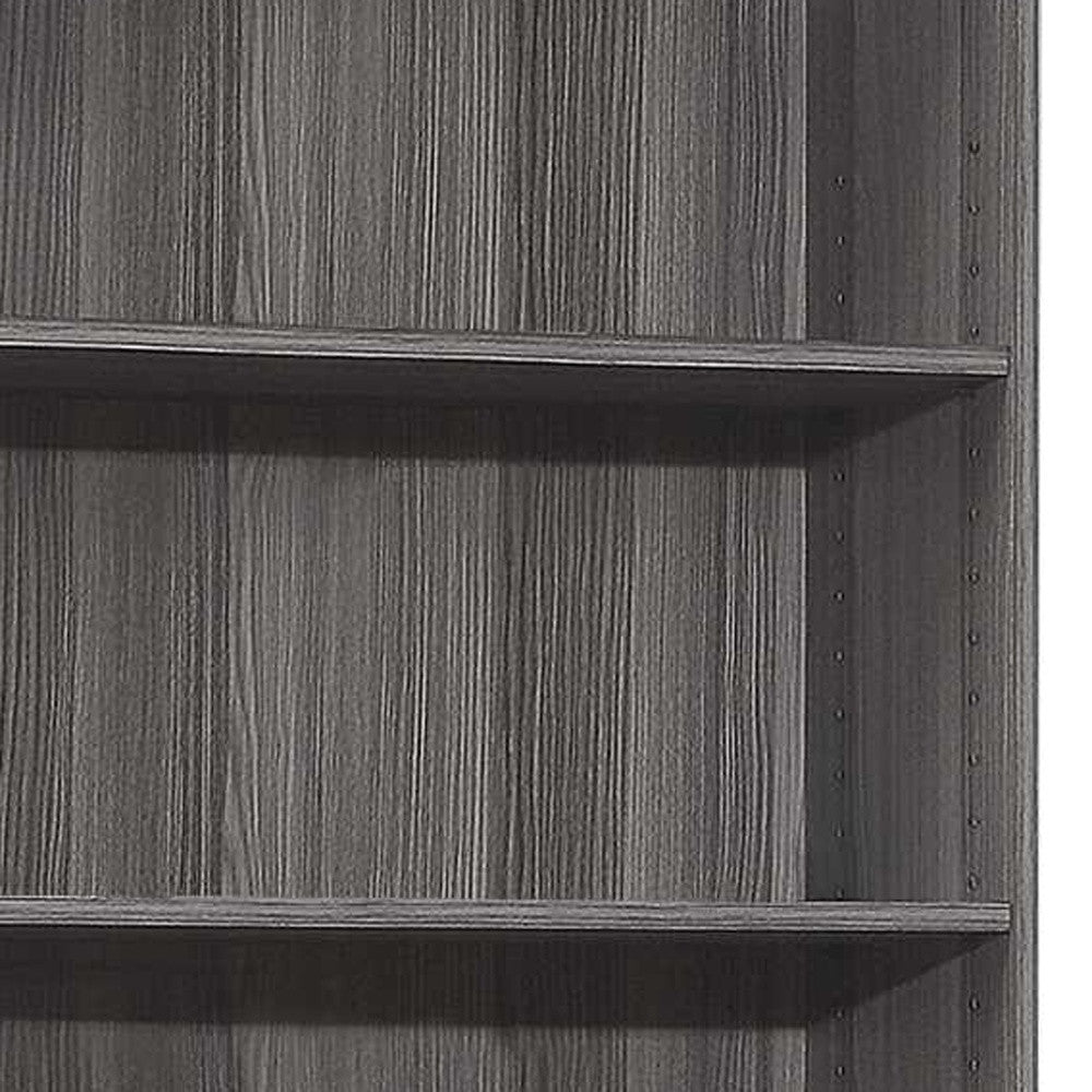 71" Gray Wood Adjustable Five Tier Bookcase-Bookcases-DECOROLALA