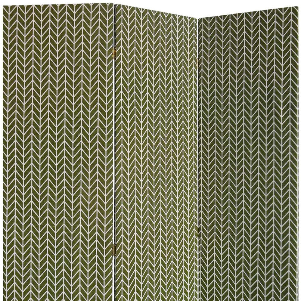 71" Green Fabric Folding Three Panel Screen Room Divider-Room Dividers-DECOROLALA