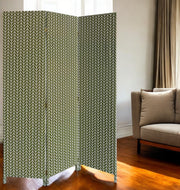 71" Green Fabric Folding Three Panel Screen Room Divider-Room Dividers-DECOROLALA