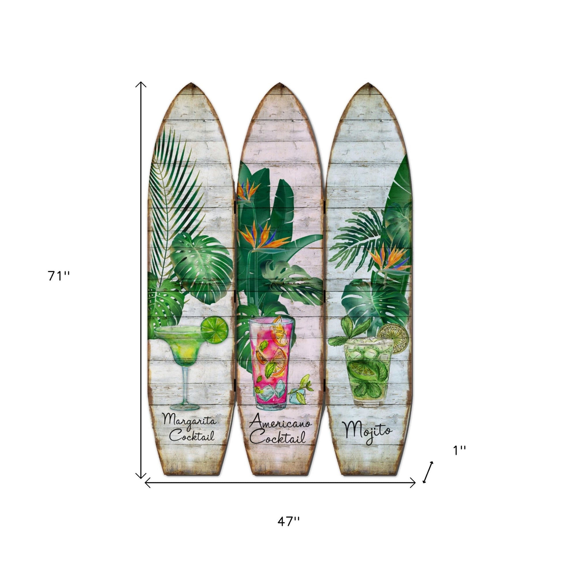 71" Green Solid Wood Folding Three Panel Screen Room Divider-Room Dividers-DECOROLALA