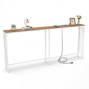 71 Inch Narrow Console Table with Power Outlet for Small Space-Natural-Console Tables-DECOROLALA