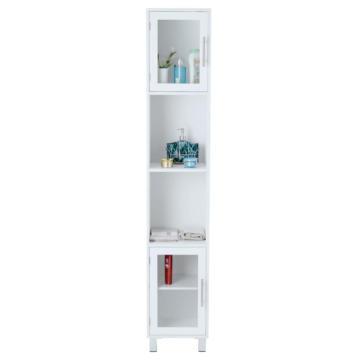 71 Inch Tall Tower Bathroom Storage Cabinet and Organizer Display Shelves for Bedroom-White-Floor Cabinets-DECOROLALA