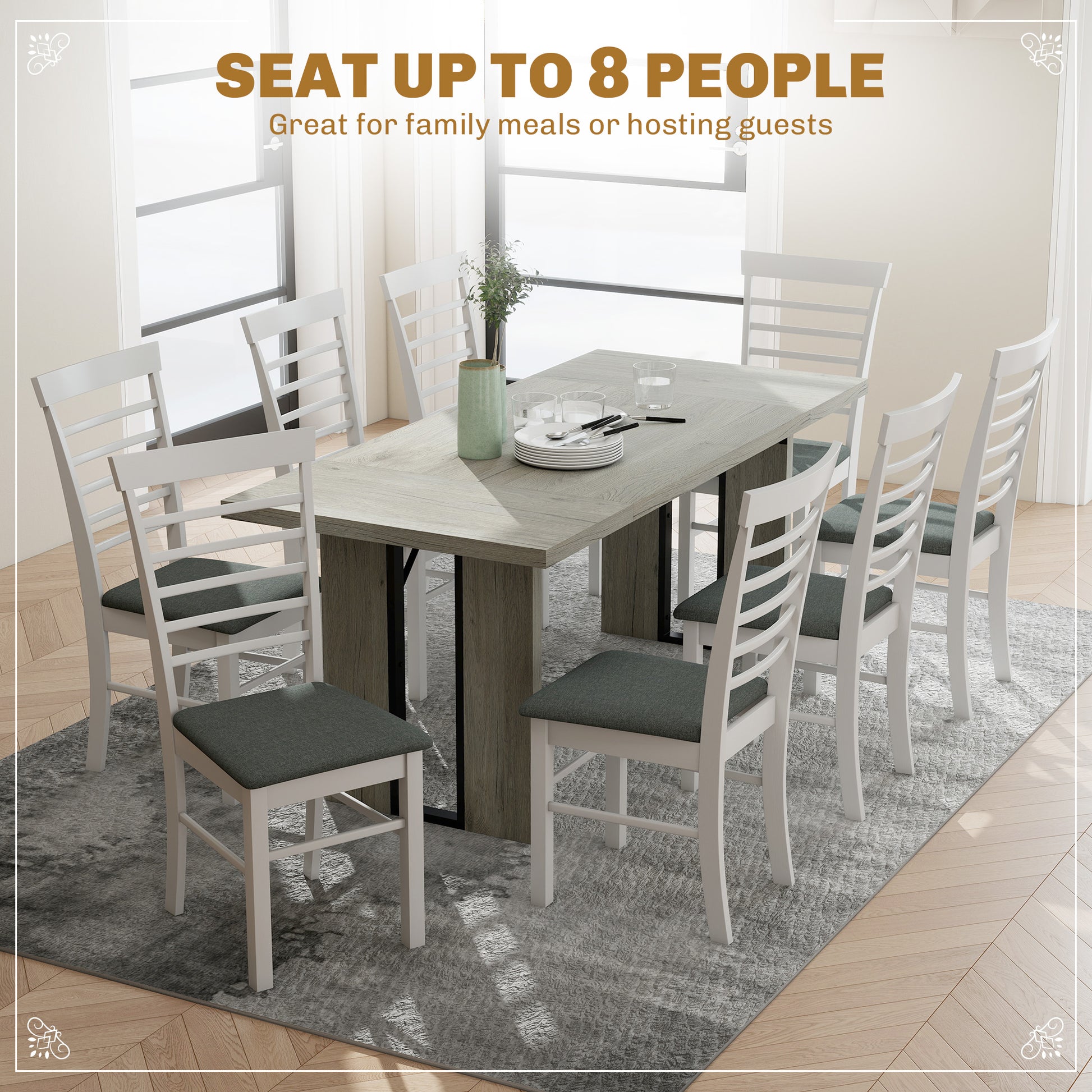 71" Industrial Dining Table for 8 - Grey Wood Finish-DECOROLALA