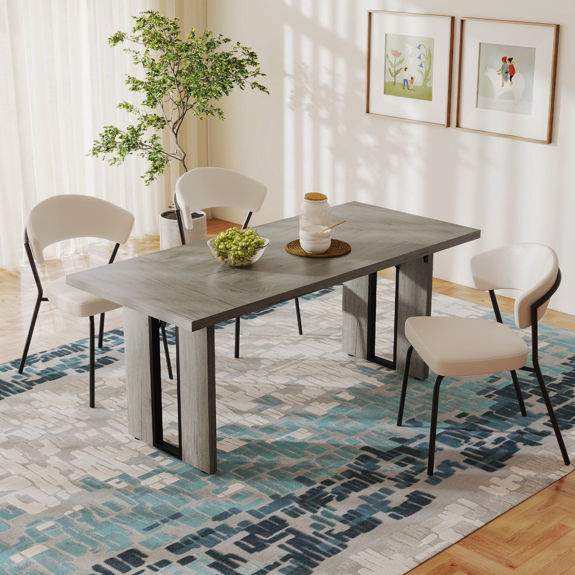 71" Industrial Dining Table for 8 - Grey Wood Finish-DECOROLALA