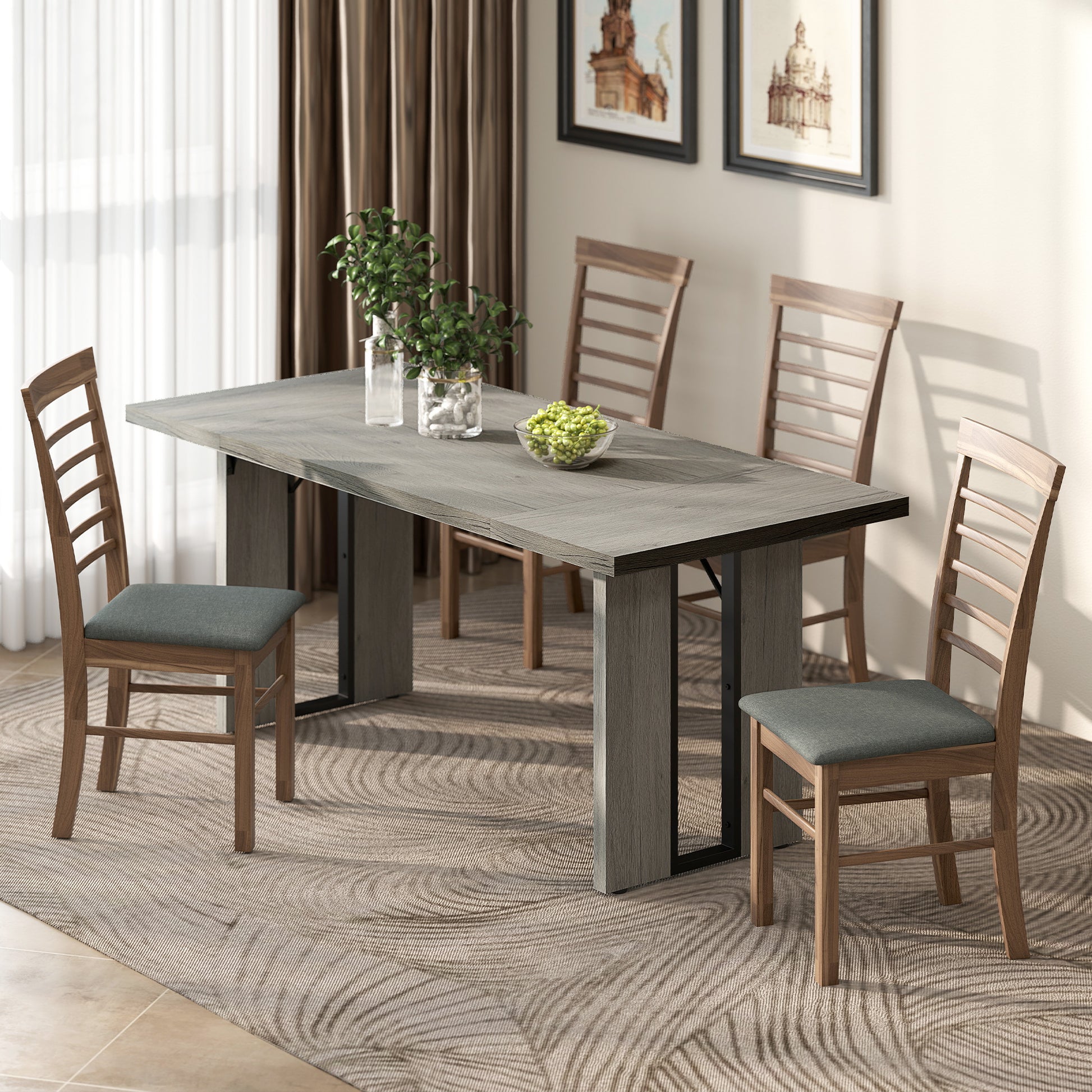 71" Industrial Dining Table for 8 - Grey Wood Finish-DECOROLALA