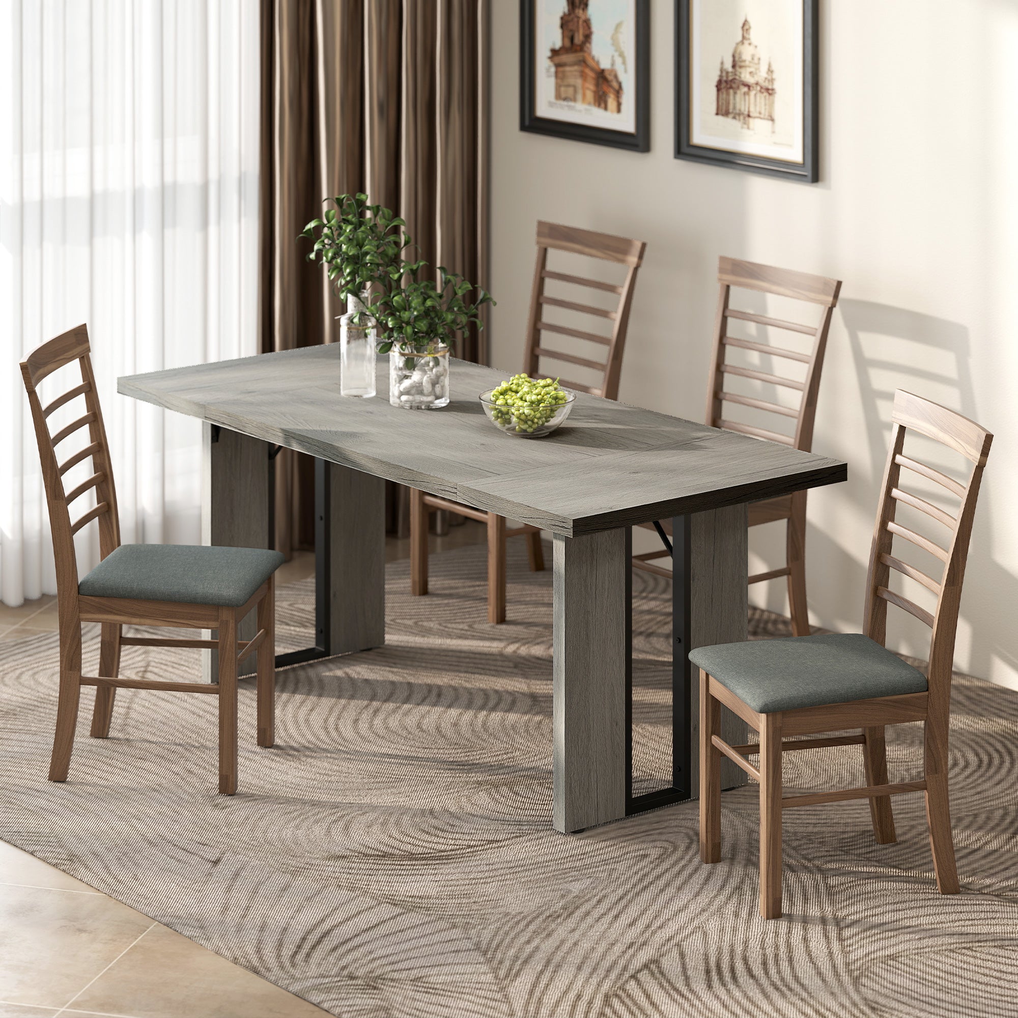 71" Industrial Dining Table for 8 - Grey Wood Finish-DECOROLALA