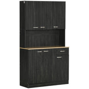 71" Kitchen Buffet Hutch with Microwave Counter - Black-DECOROLALA
