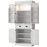71" Kitchen Pantry Cabinet LED Lights White-DECOROLALA