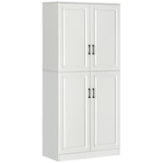 71" Kitchen Pantry Cabinet - White 4 Doors Adjustable Shelves-DECOROLALA