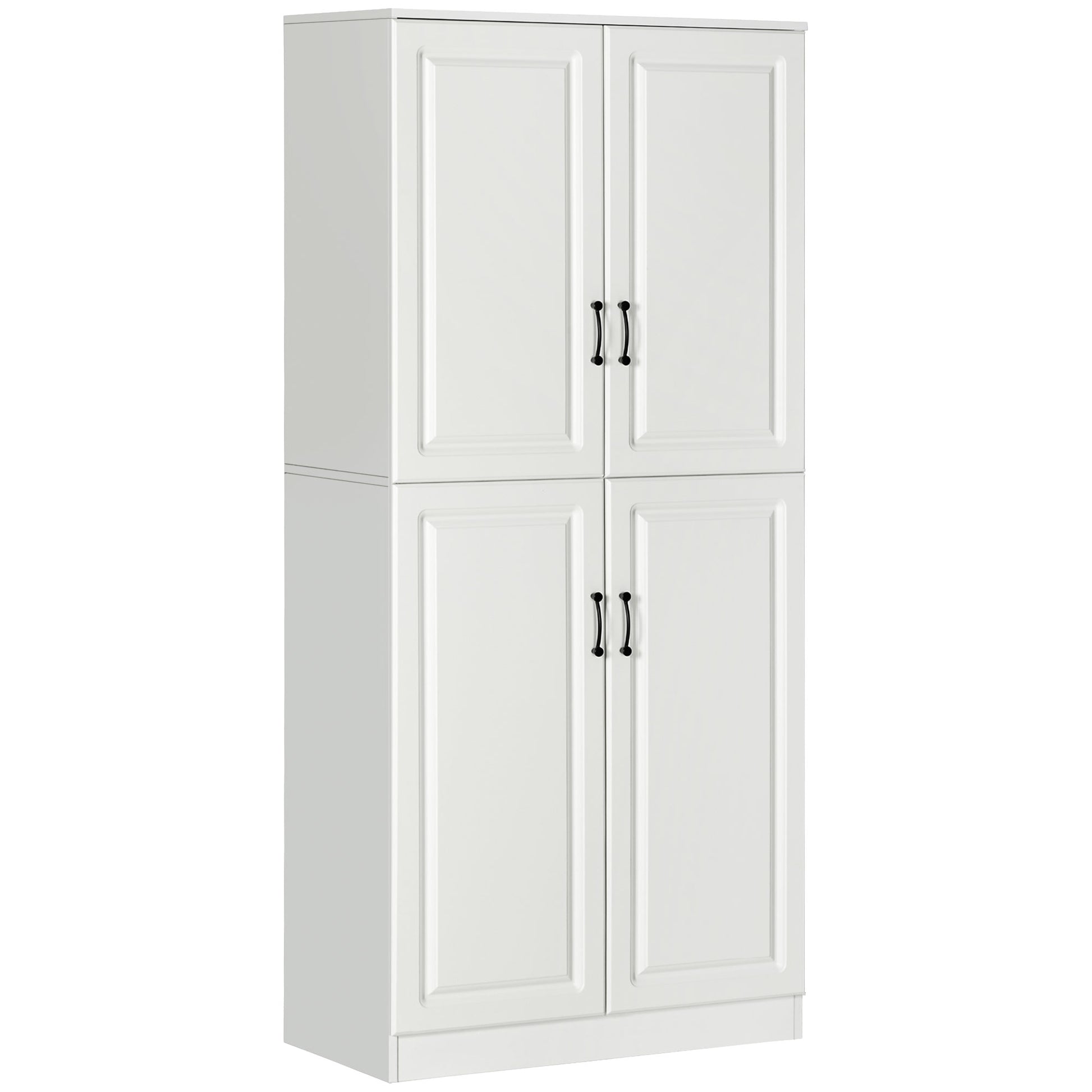 71" Kitchen Pantry Cabinet - White 4 Doors Adjustable Shelves-DECOROLALA