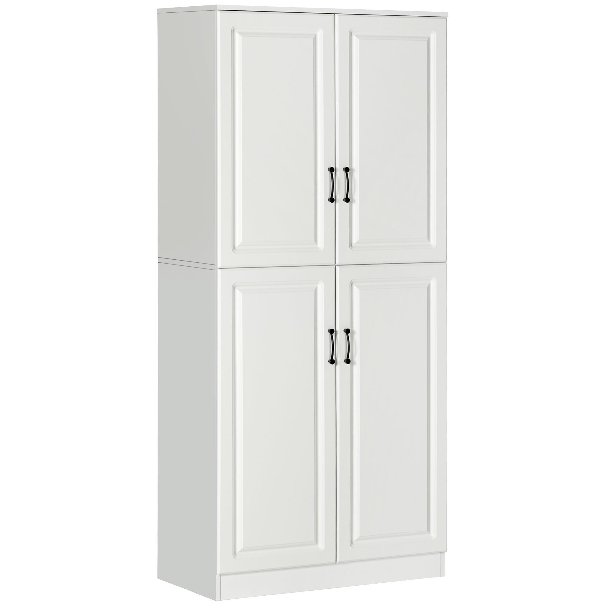 71" Kitchen Pantry Cabinet - White 4 Doors Adjustable Shelves-DECOROLALA