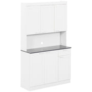 71" Kitchen Pantry Cabinet with Hutch - High Gloss White-DECOROLALA