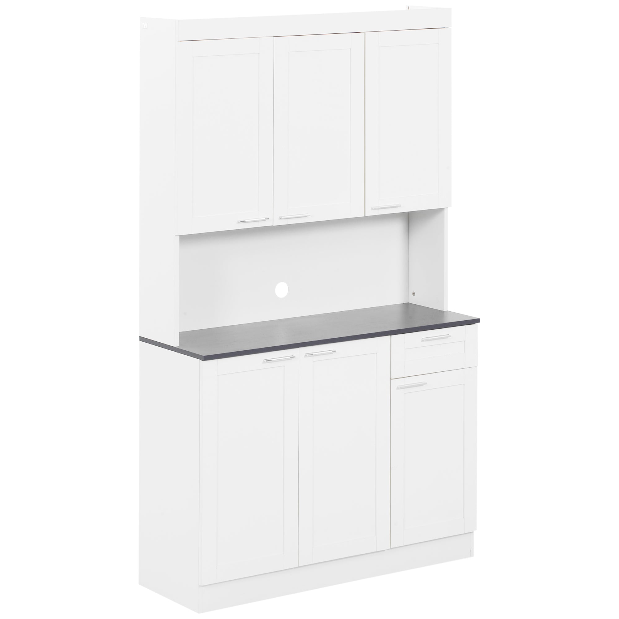 71" Kitchen Pantry Cabinet with Hutch - High Gloss White-DECOROLALA