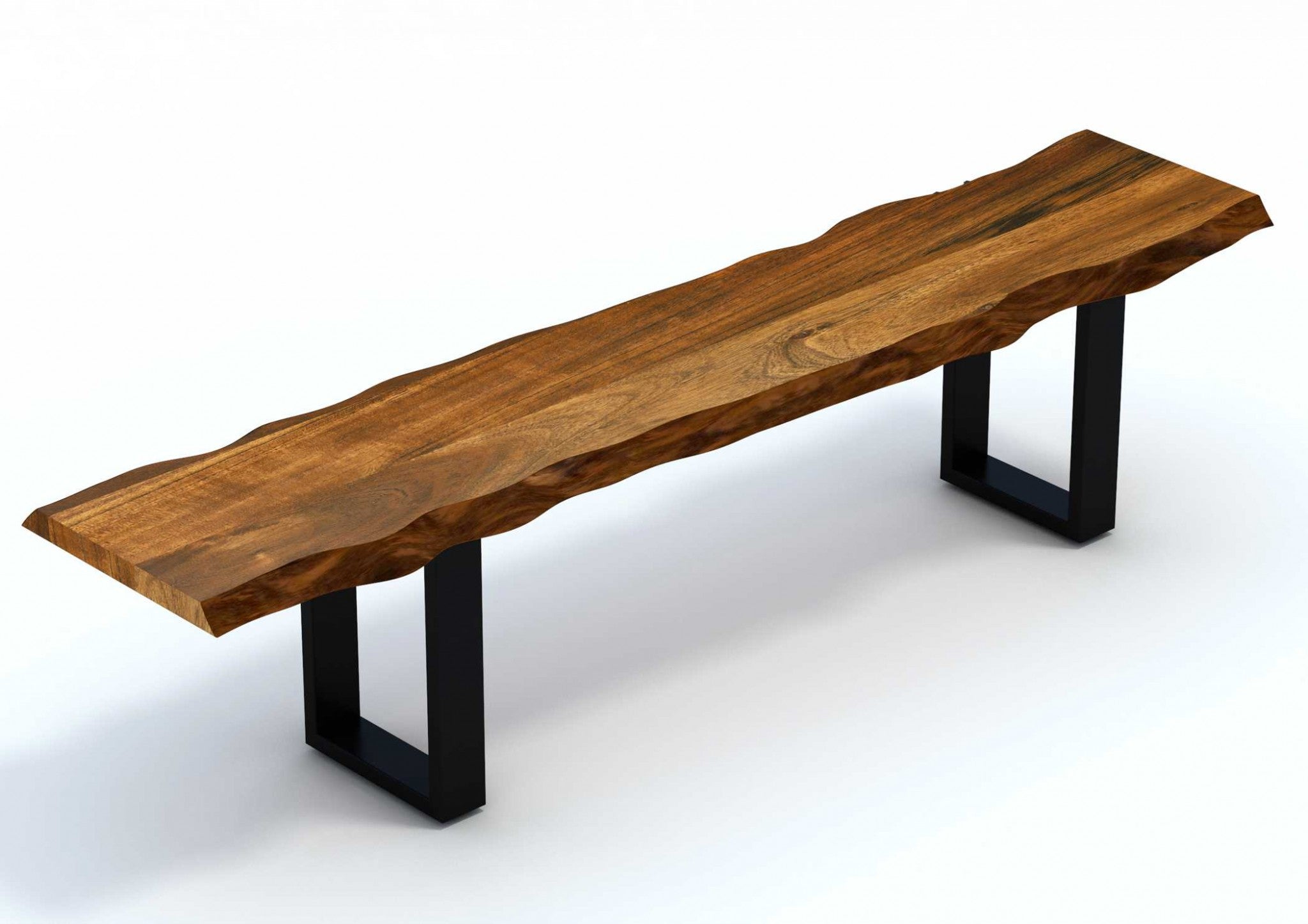 71" Live Edge Acacia Wood Bench With Black Metal Legs-Outdoor Benches-DECOROLALA