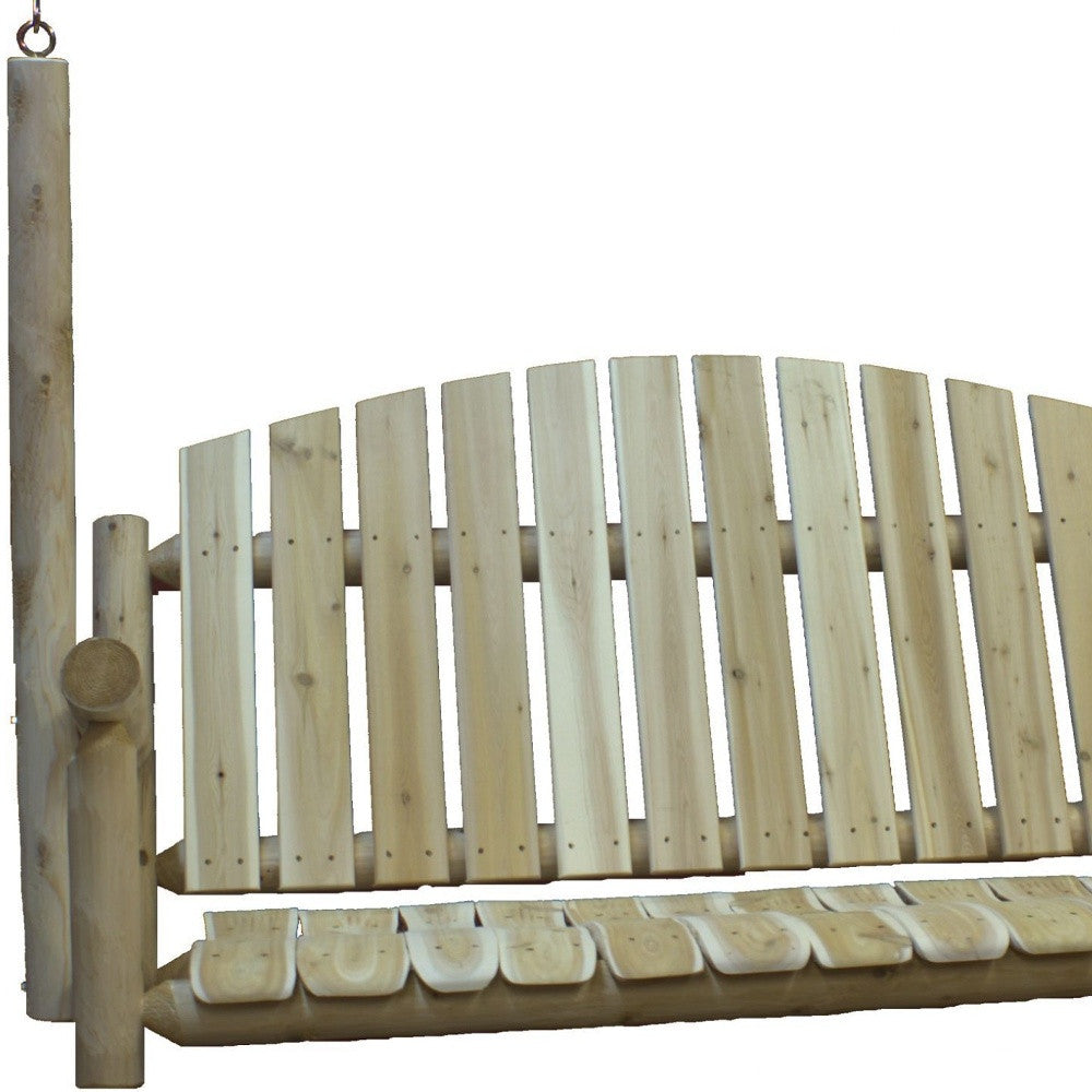 71" Natural Solid Wood Swing Chair-Outdoor Chairs-DECOROLALA