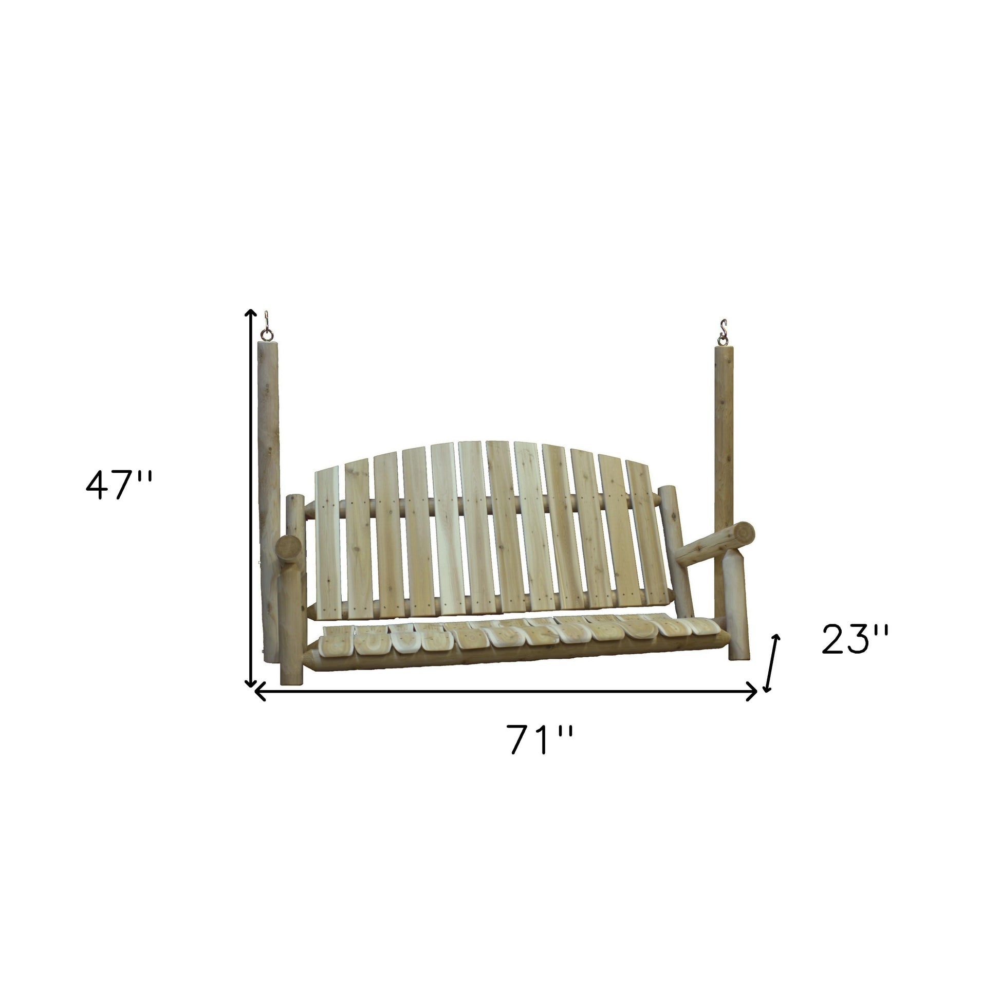 71" Natural Solid Wood Swing Chair-Outdoor Chairs-DECOROLALA
