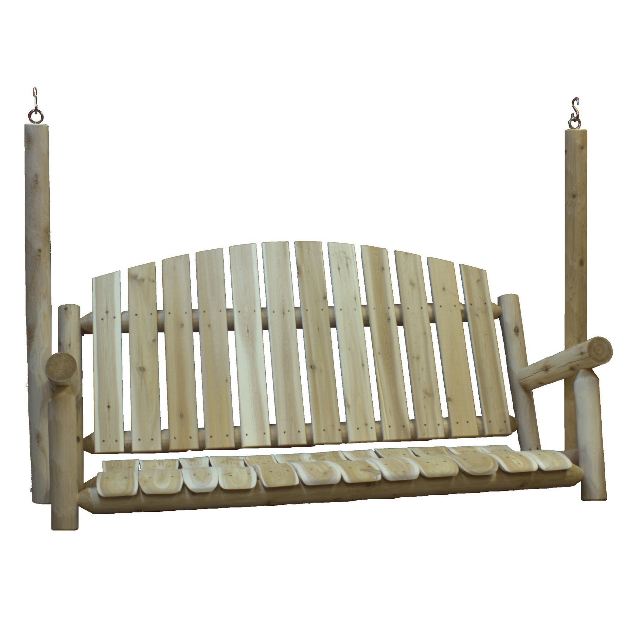 71" Natural Solid Wood Swing Chair-Outdoor Chairs-DECOROLALA