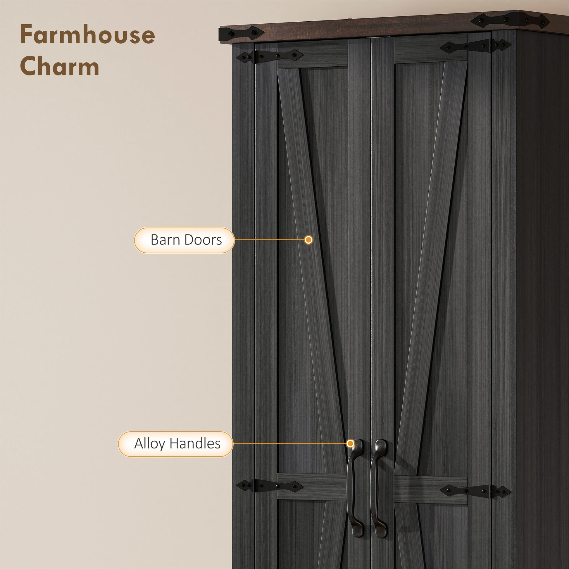 71" Pantry Cabinet - Black Kitchen Storage with Adjustable Shelves, 2 Doors, Drawer-DECOROLALA