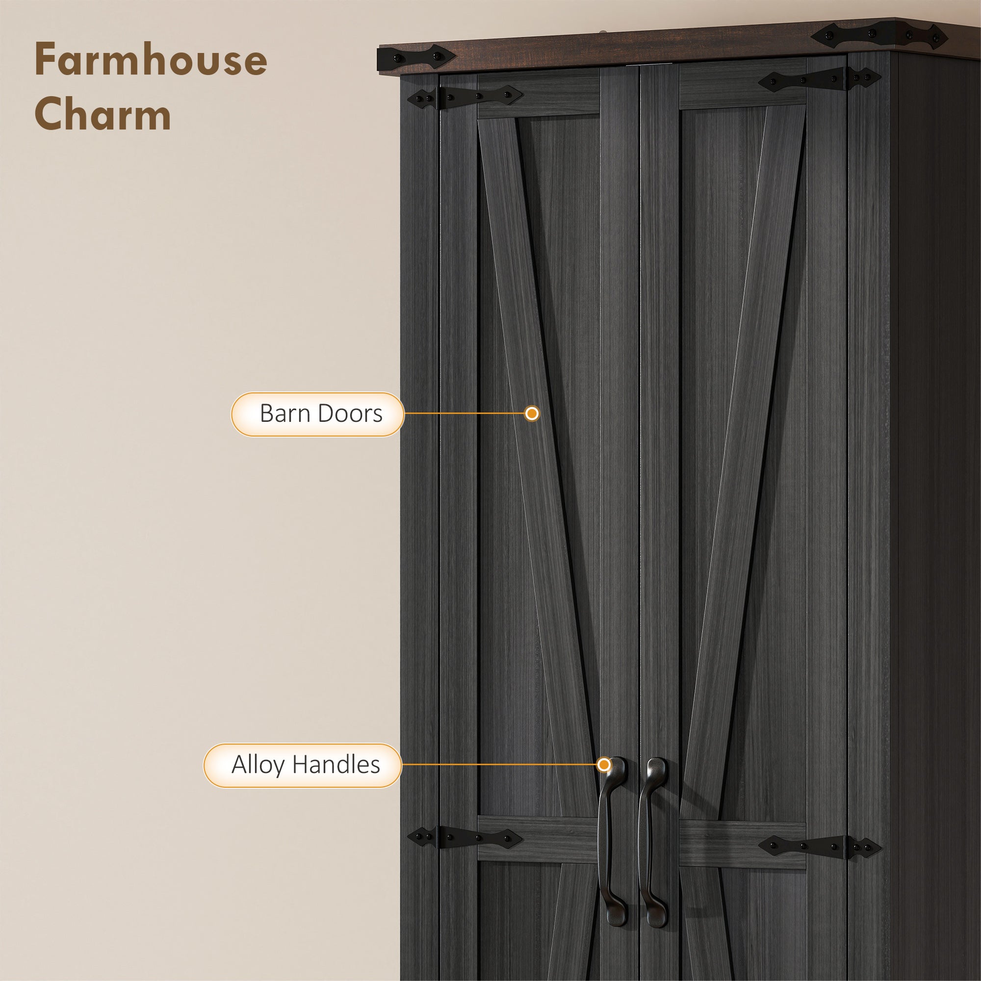 71" Pantry Cabinet - Black Kitchen Storage with Adjustable Shelves, 2 Doors, Drawer-DECOROLALA