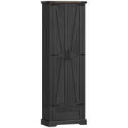 71" Pantry Cabinet - Black Kitchen Storage with Adjustable Shelves, 2 Doors, Drawer-DECOROLALA