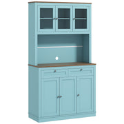71" Pantry Cabinet - Blue with Microwave Space, 2 Drawers, Adjustable Shelves-DECOROLALA