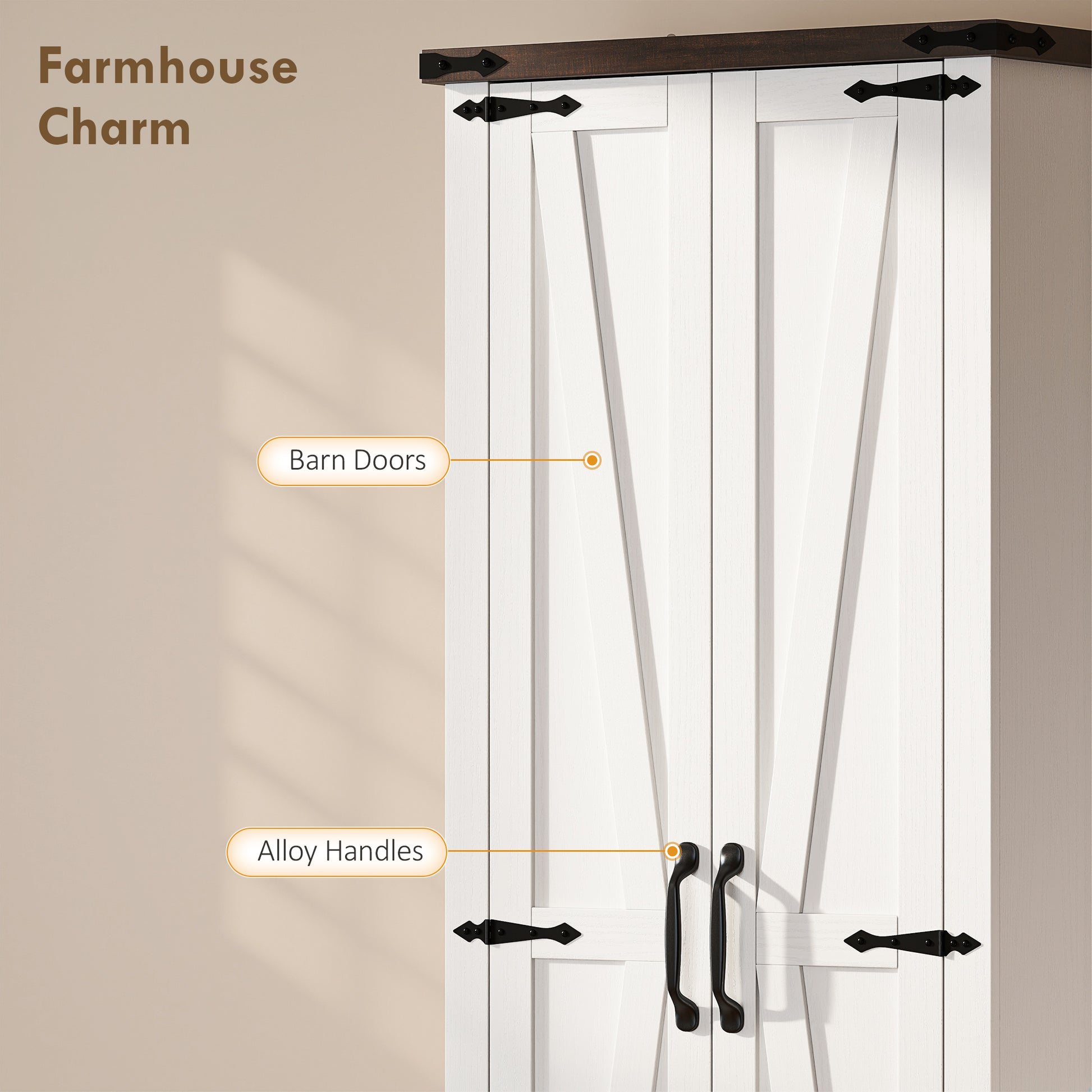 71" Pantry Cabinet - Kitchen Storage with Adjustable Shelves, 2 Doors & Drawer, White-DECOROLALA