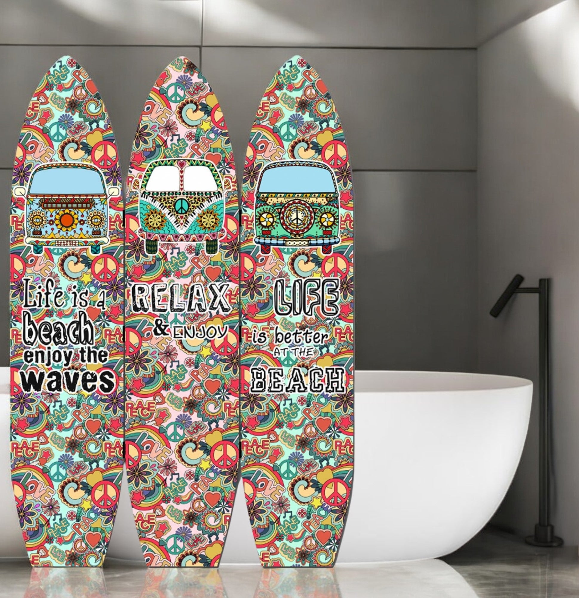 71" Red and Black Solid Wood Folding Three Panel Screen Room Divider-Room Dividers-DECOROLALA