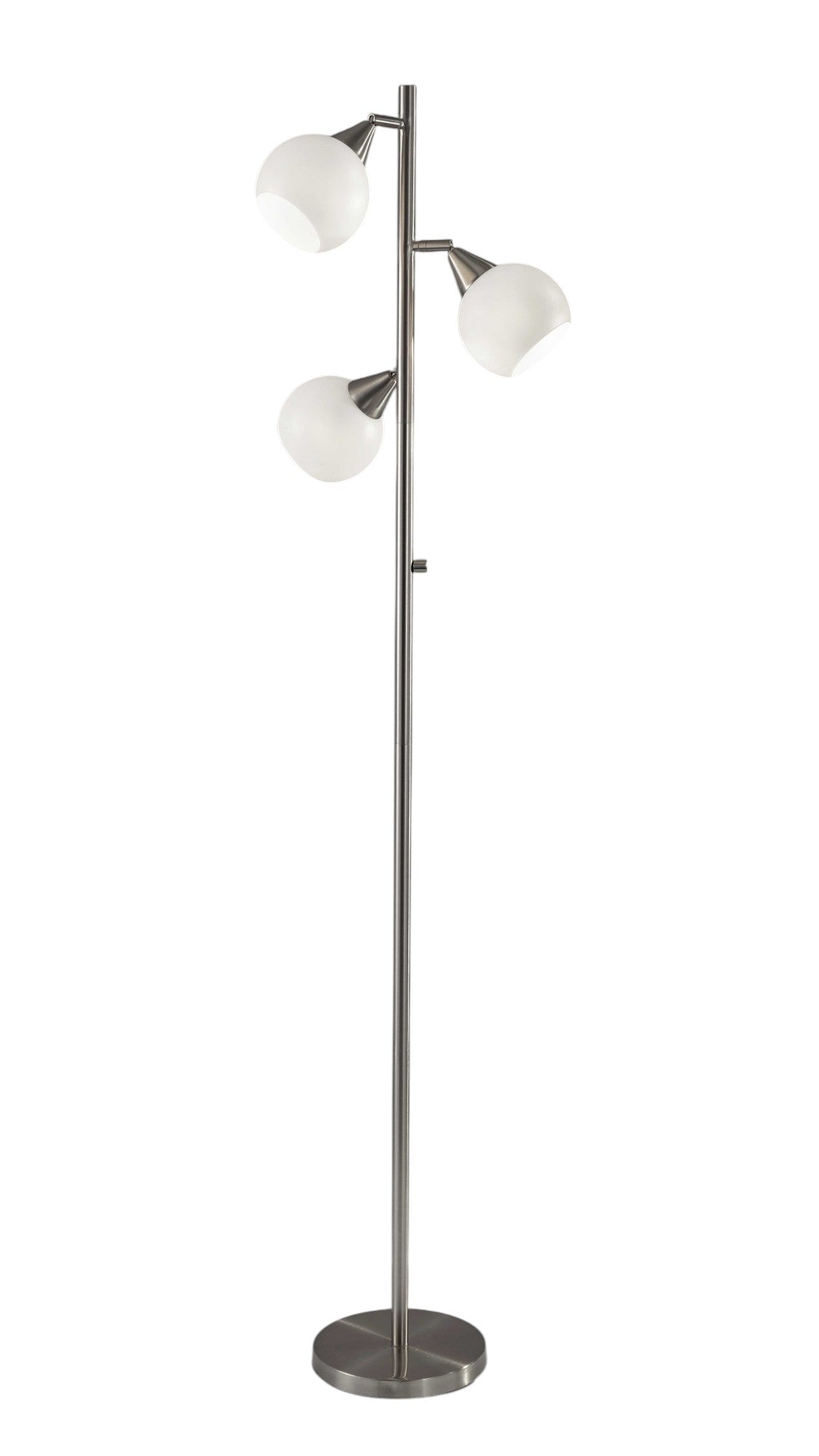 71" Silver Metal Floor Lamp With White Dome Shade-Floor Lamps-DECOROLALA