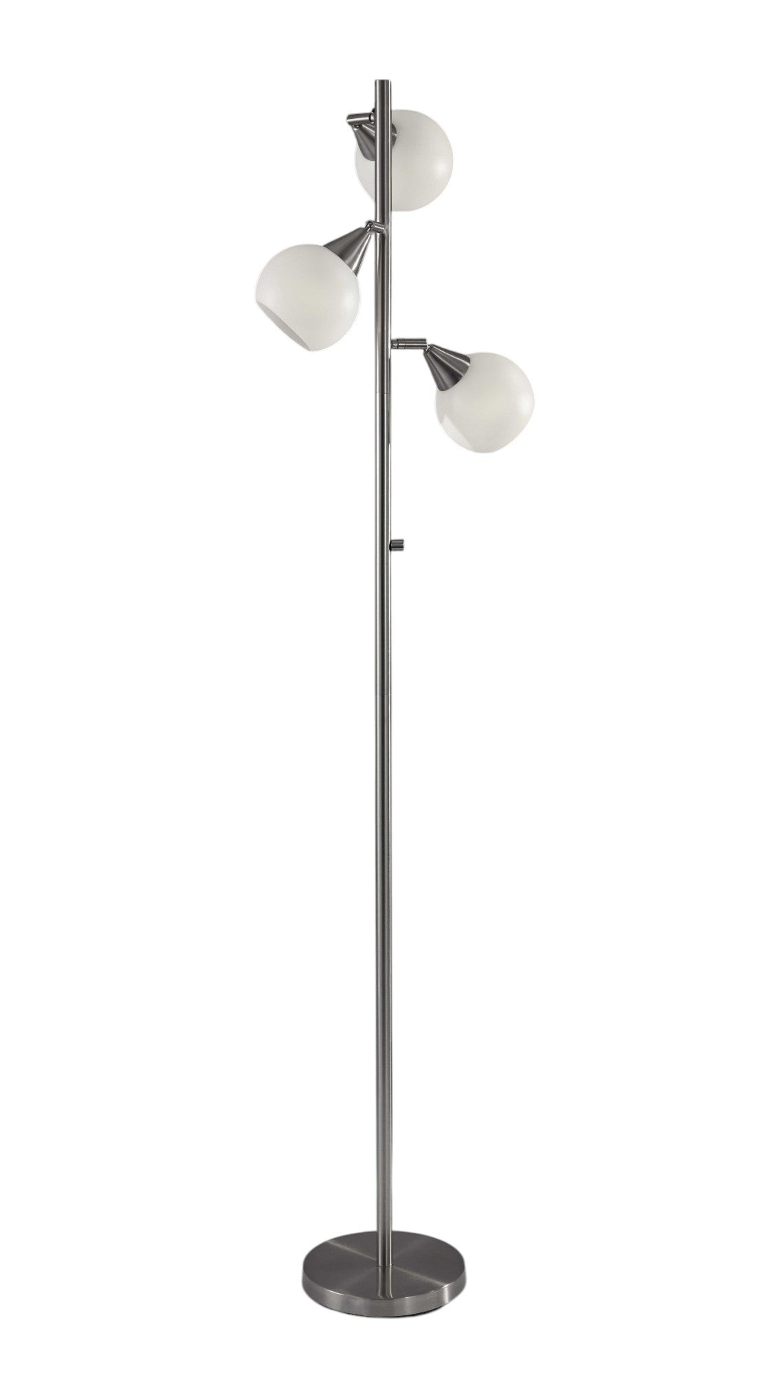 71" Silver Metal Floor Lamp With White Dome Shade-Floor Lamps-DECOROLALA