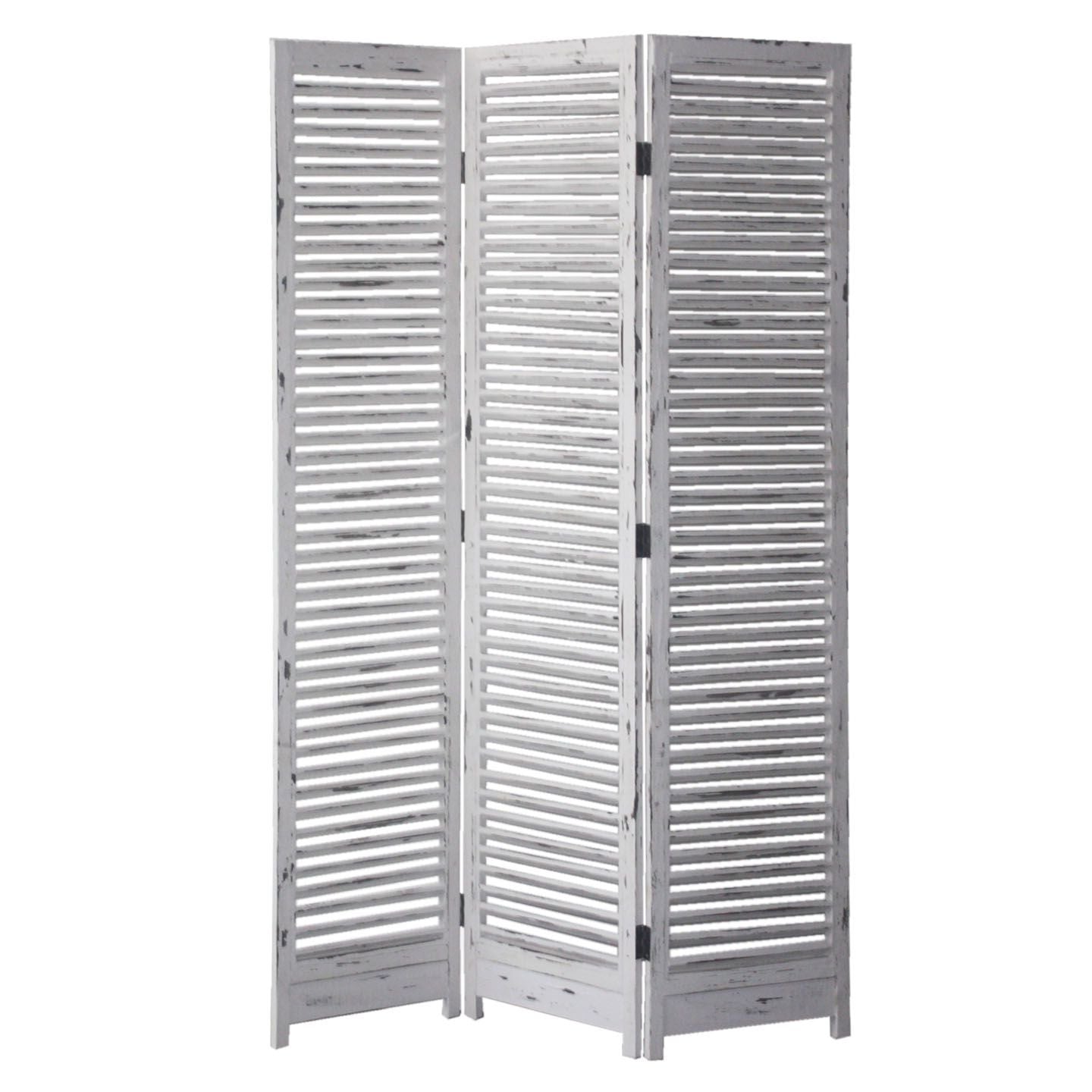 71" White Folding Three Panel Screen Room Divider-Room Dividers-DECOROLALA