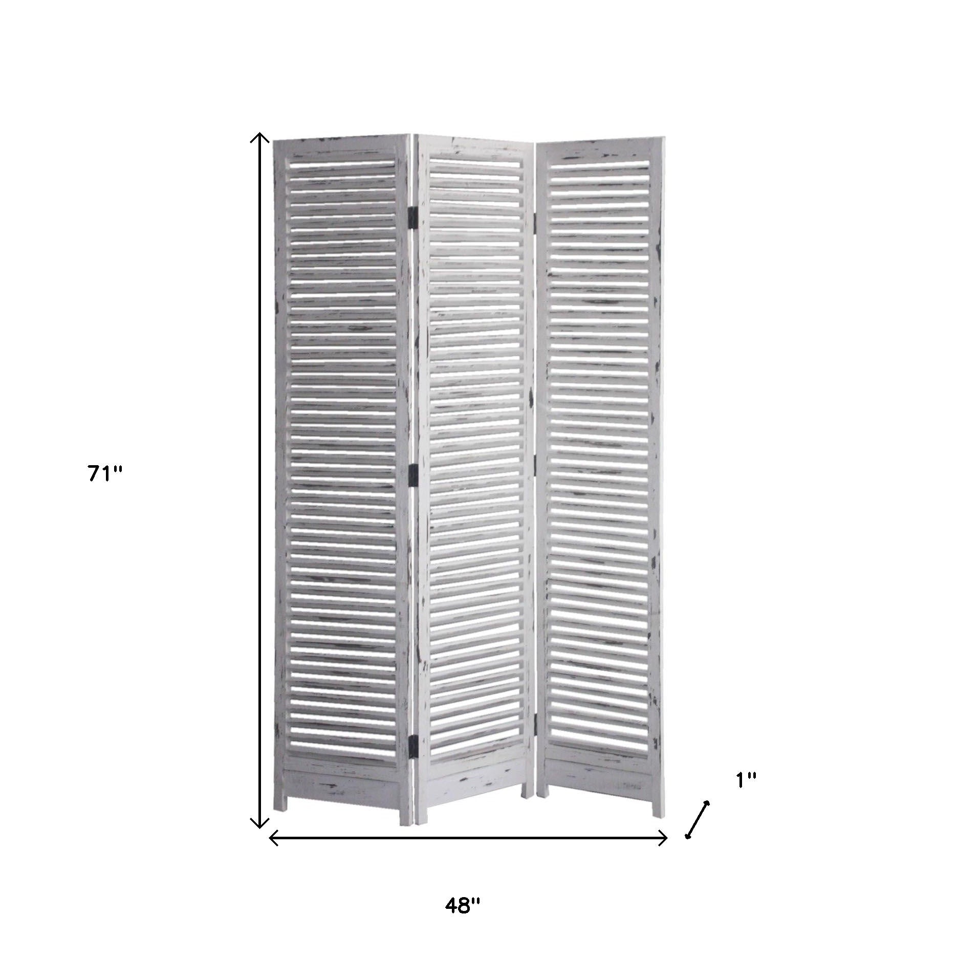71" White Folding Three Panel Screen Room Divider-Room Dividers-DECOROLALA