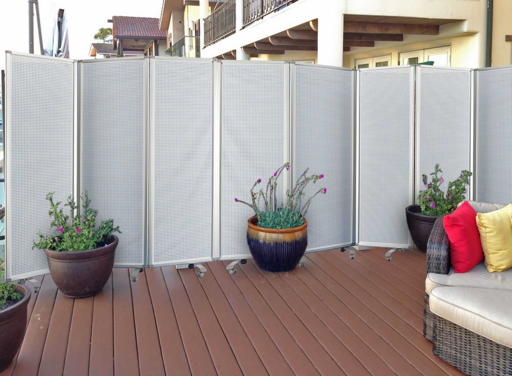 71" White Iron Folding Six Panel Screen Room Divider-Room Dividers-DECOROLALA