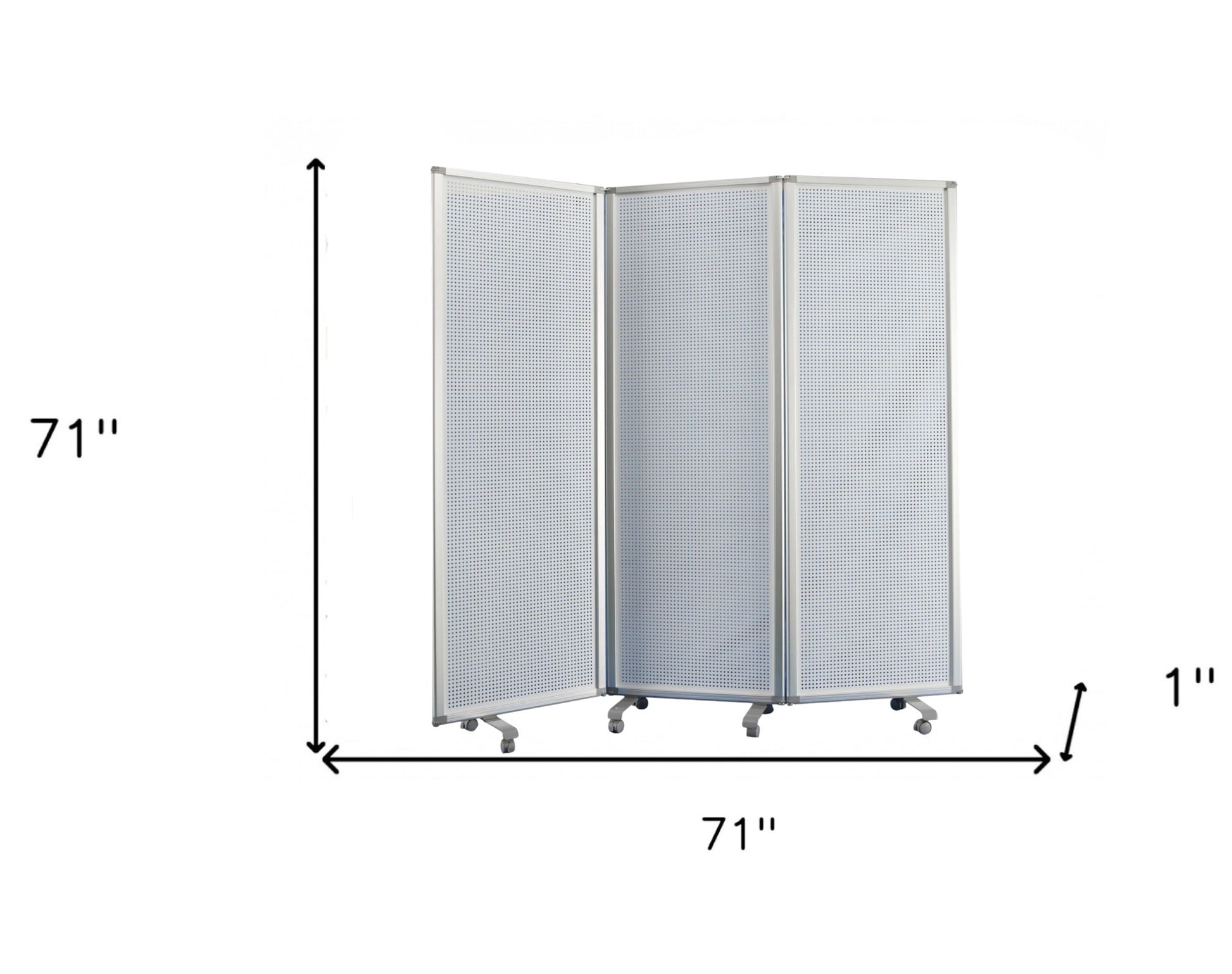 71" White Iron Folding Six Panel Screen Room Divider-Room Dividers-DECOROLALA