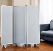 71" White Iron Folding Six Panel Screen Room Divider-Room Dividers-DECOROLALA
