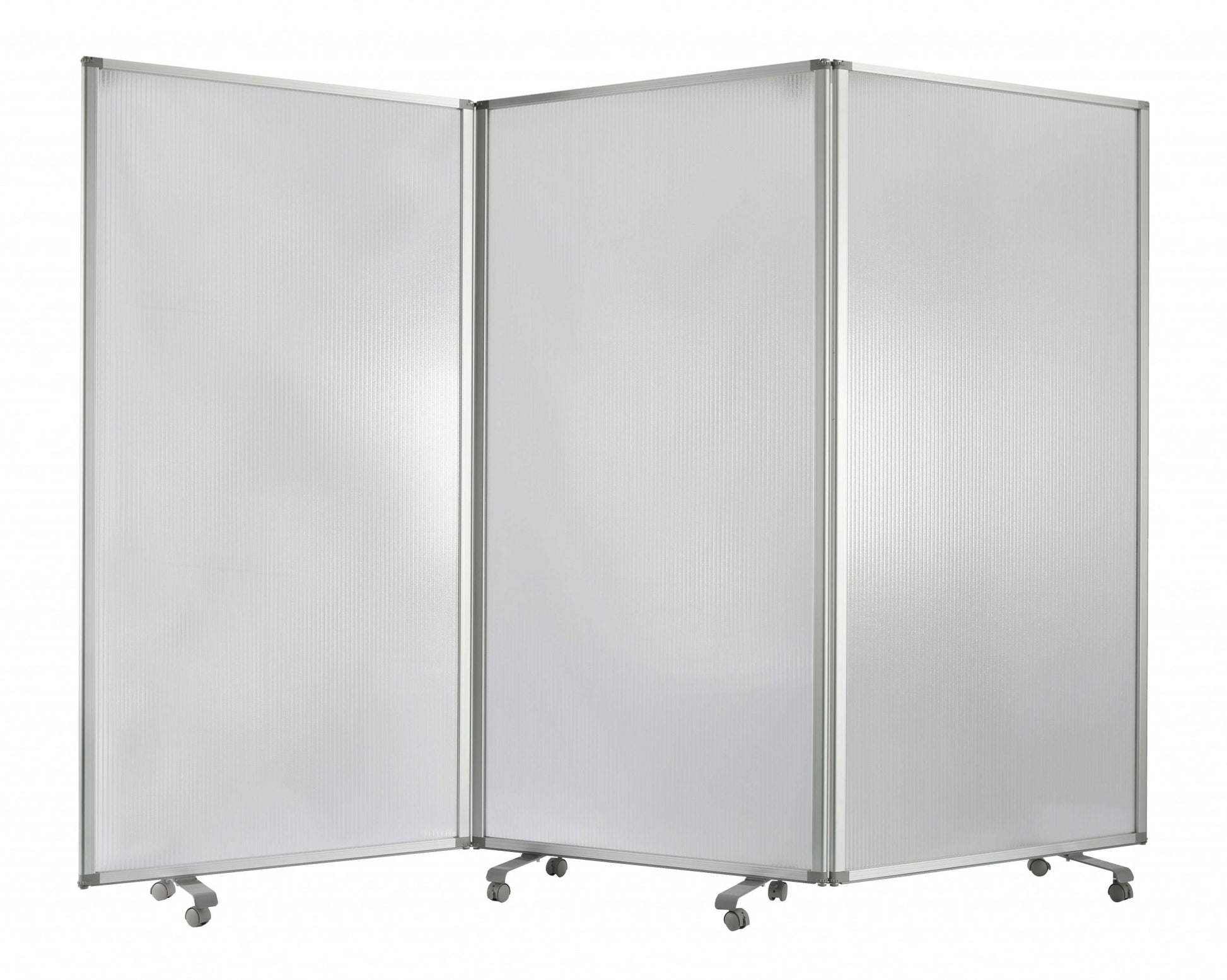 71" White Iron Folding Three Panel Screen Room Divider-Room Dividers-DECOROLALA