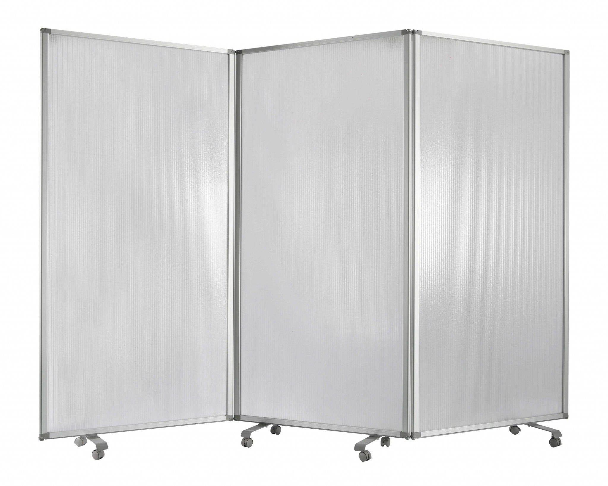 71" White Iron Folding Three Panel Screen Room Divider-Room Dividers-DECOROLALA
