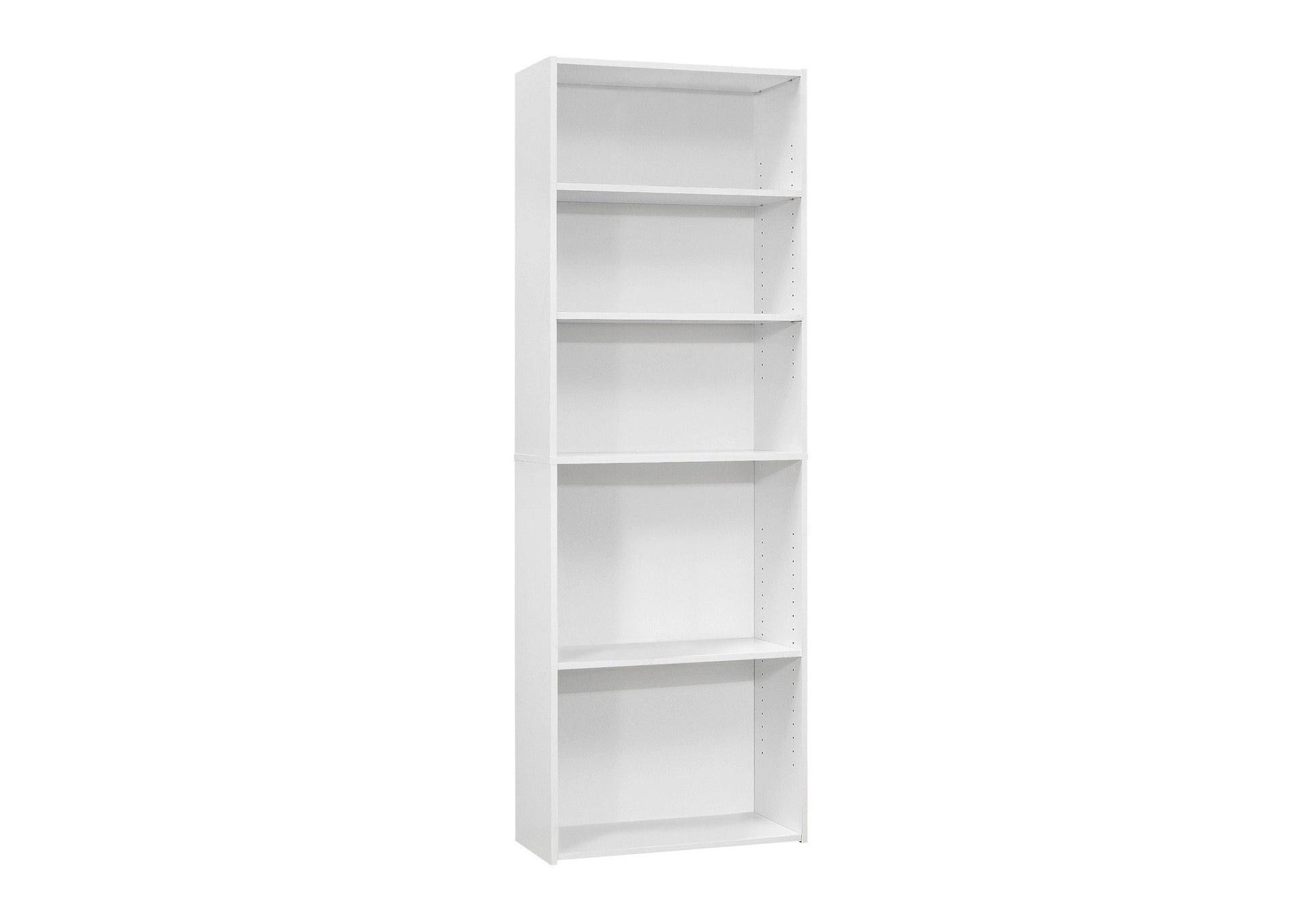 71" White Wood Adjustable Five Tier Bookcase-Bookcases-DECOROLALA