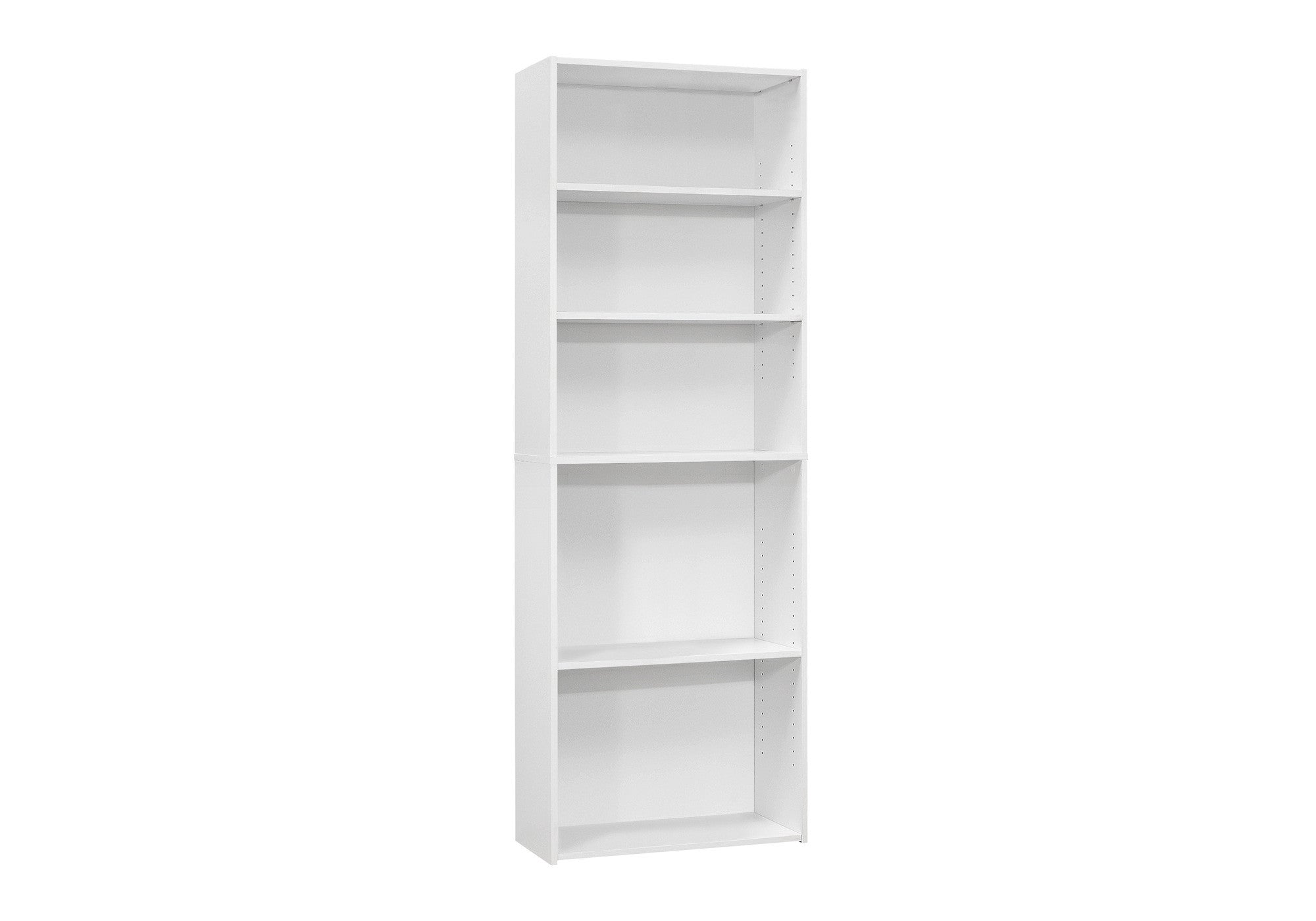 71" White Wood Adjustable Five Tier Bookcase-Bookcases-DECOROLALA