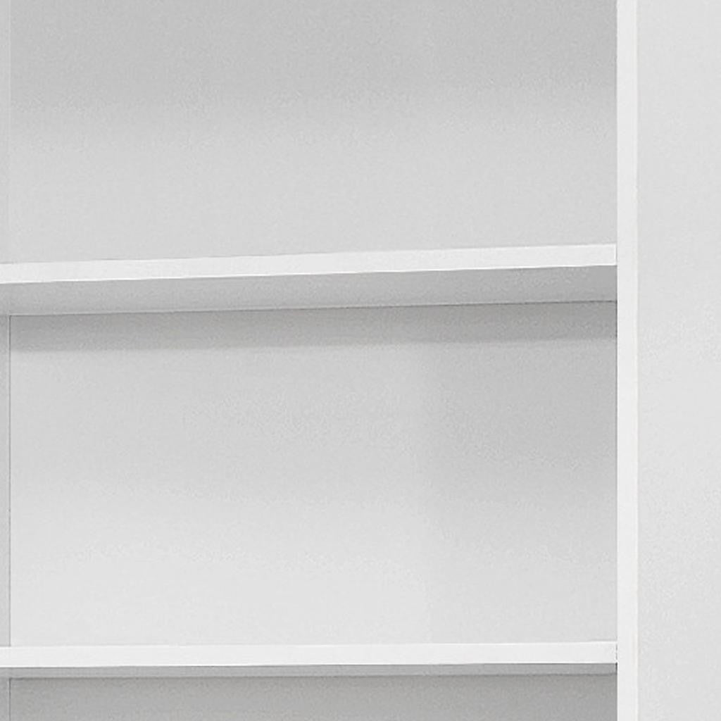 71" White Wood Adjustable Five Tier Bookcase-Bookcases-DECOROLALA