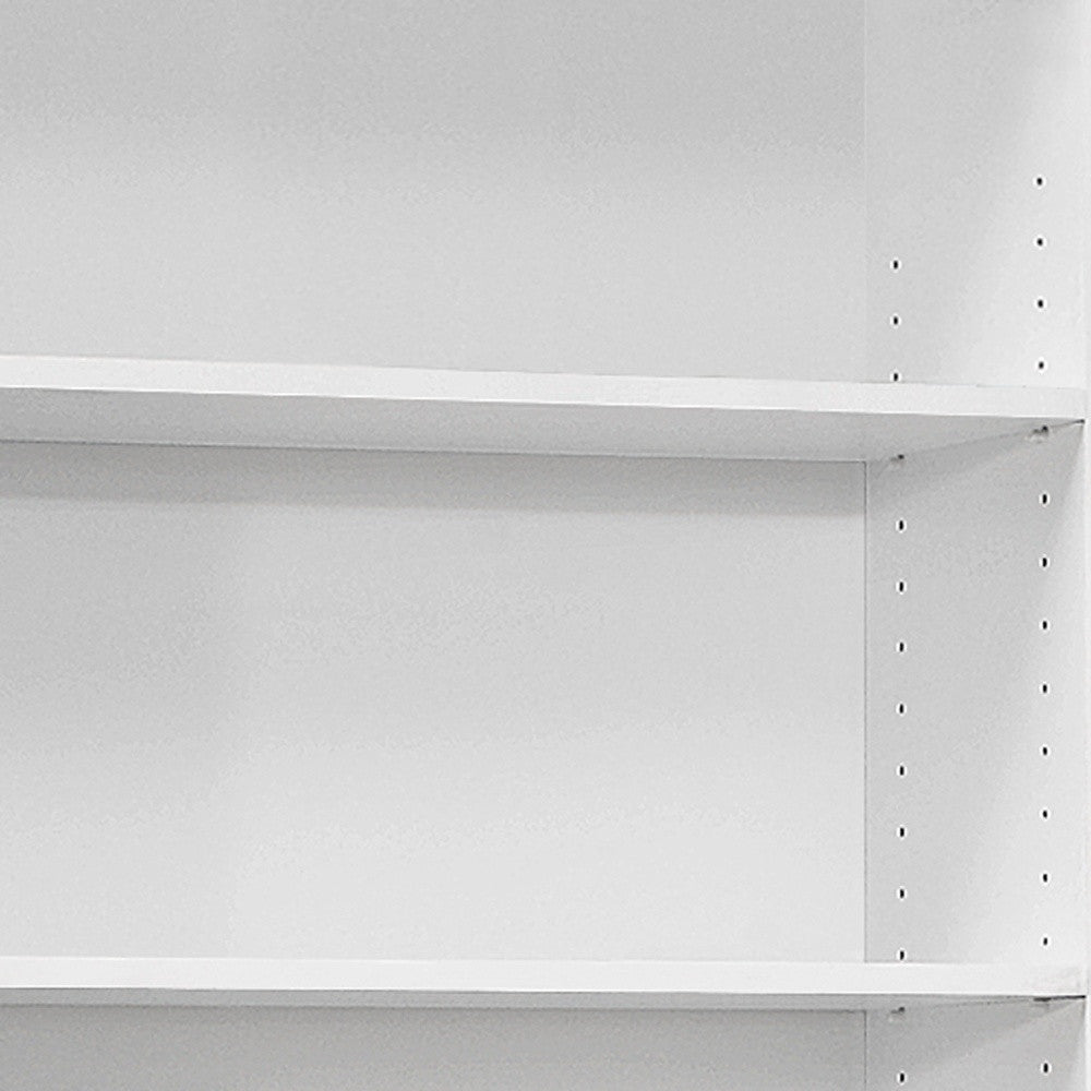 71" White Wood Adjustable Five Tier Bookcase-Bookcases-DECOROLALA