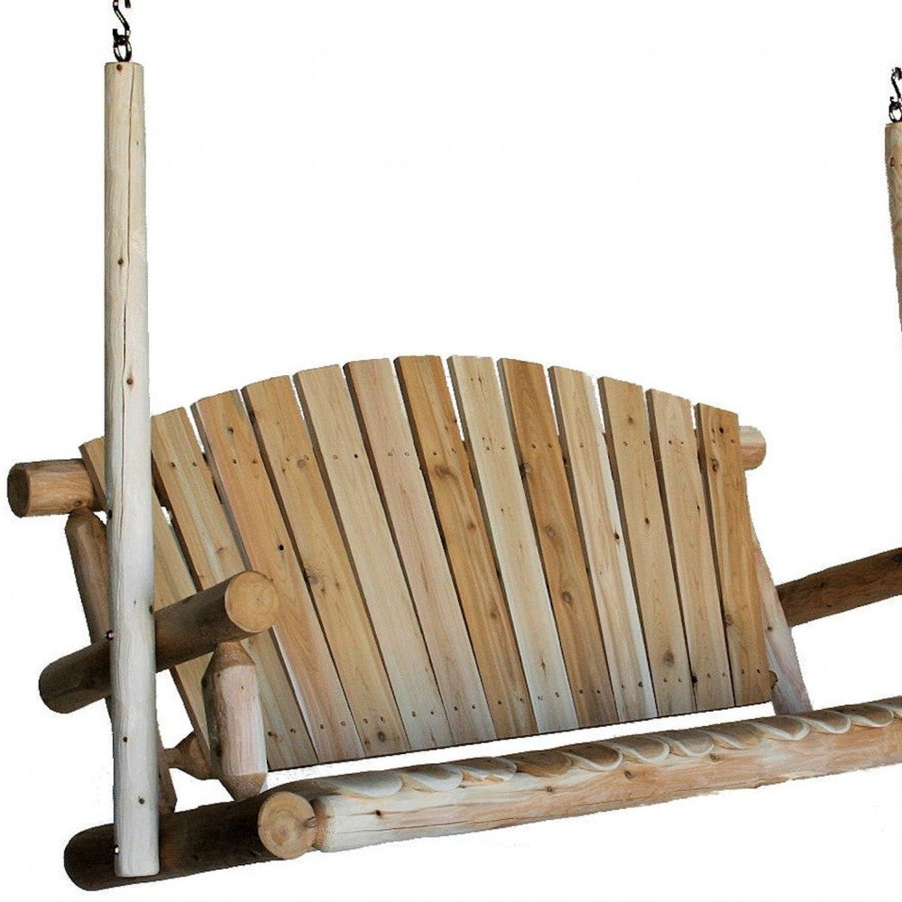 71" X 24" X 47" Natural Wood Porch Swing-Outdoor Chairs-DECOROLALA