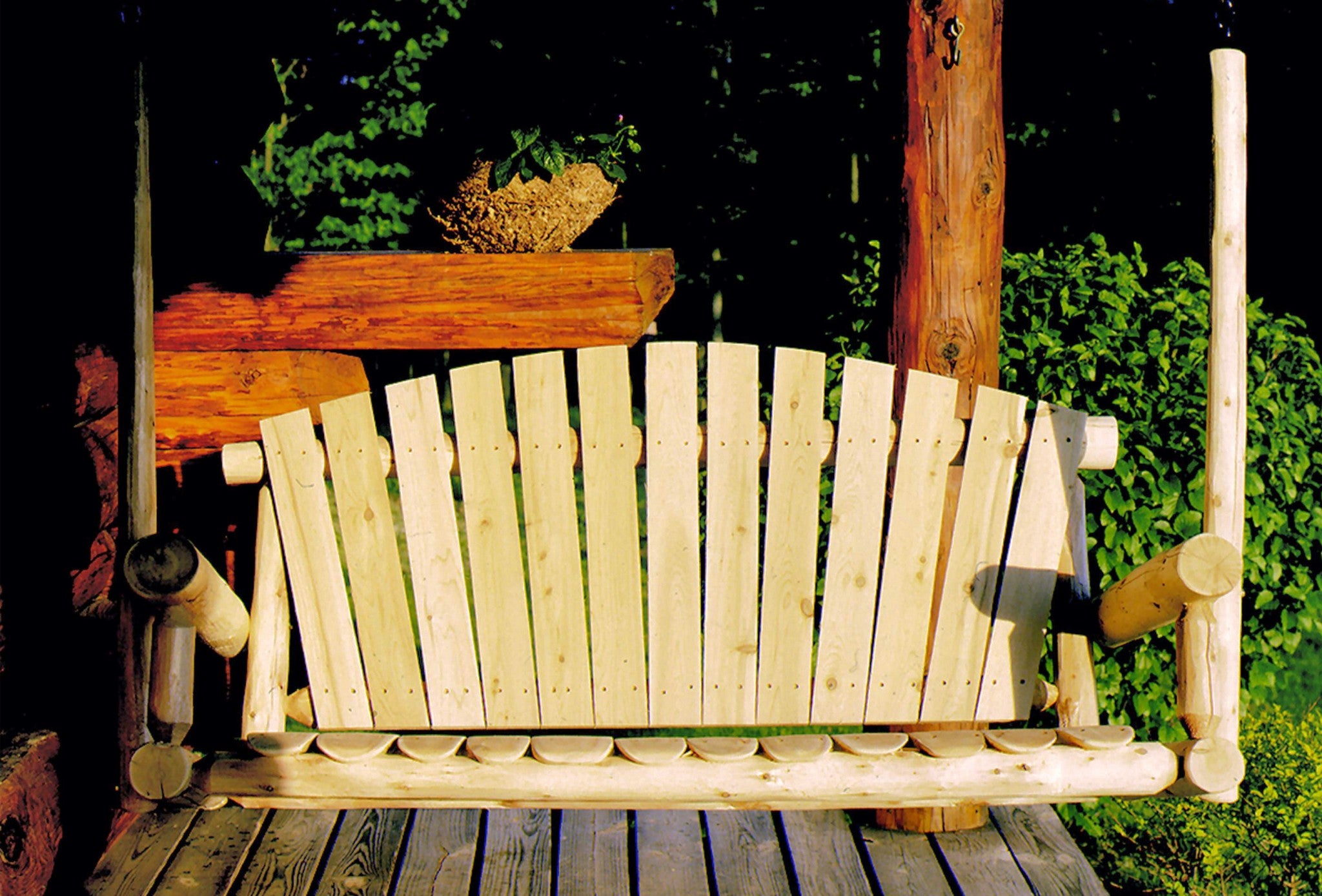 71" X 24" X 47" Natural Wood Porch Swing-Outdoor Chairs-DECOROLALA