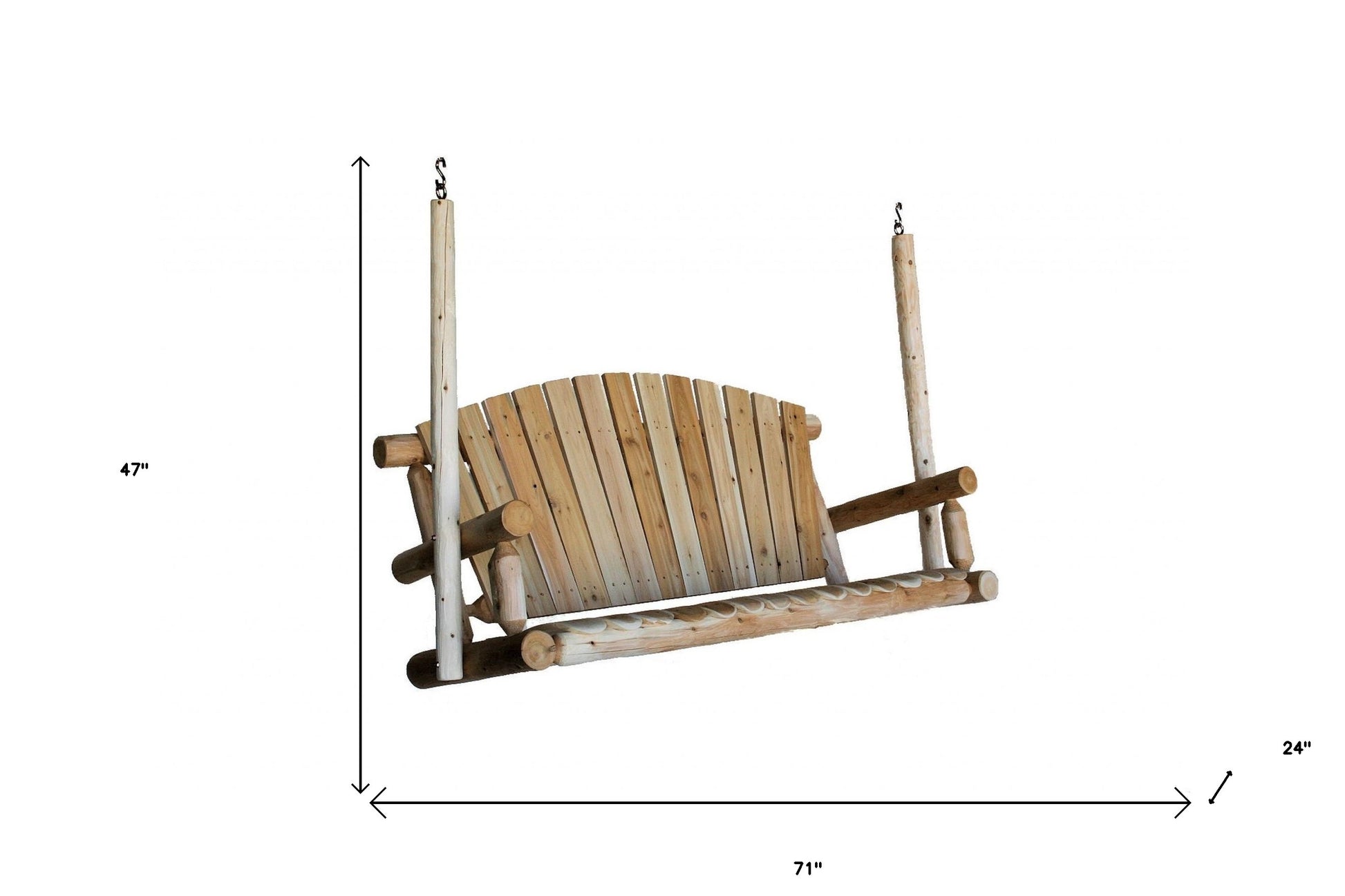 71" X 24" X 47" Natural Wood Porch Swing-Outdoor Chairs-DECOROLALA